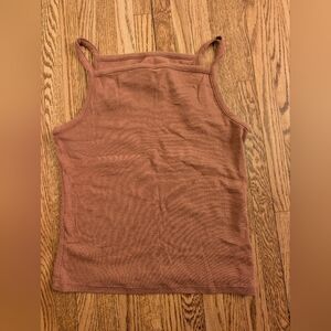 Women’s Ribbed Square-Neck Tank Top in Rust